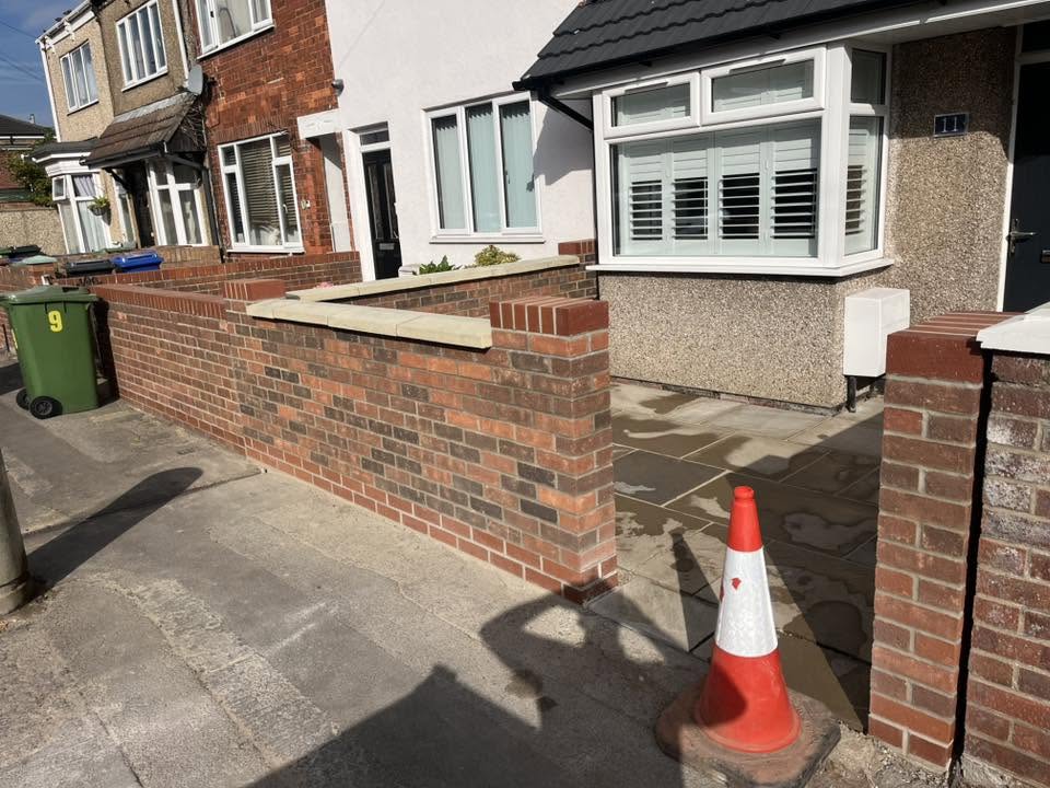 New brick front garden wall