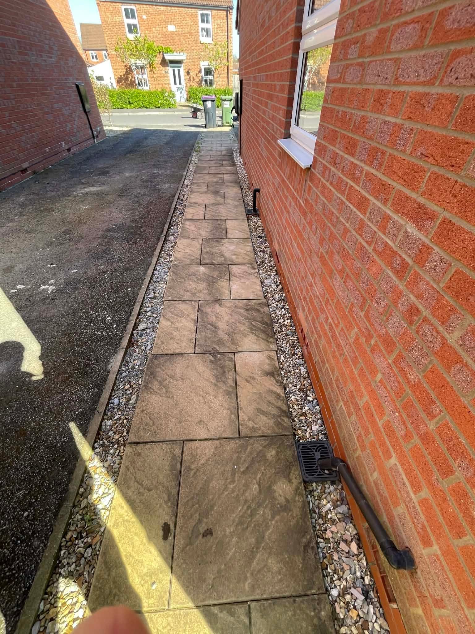 Side paved path with gravel edging
